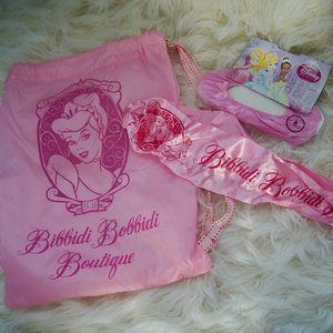 Lot of Pink Disney Girls Bibbidi Bobbidi Boutique Backpack Sash Slippers
